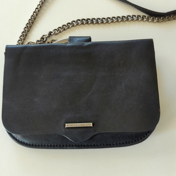 Rebecca Minkoff Black Silver Studded Leather Chain Crossbody Bag - Picture 7 of 9